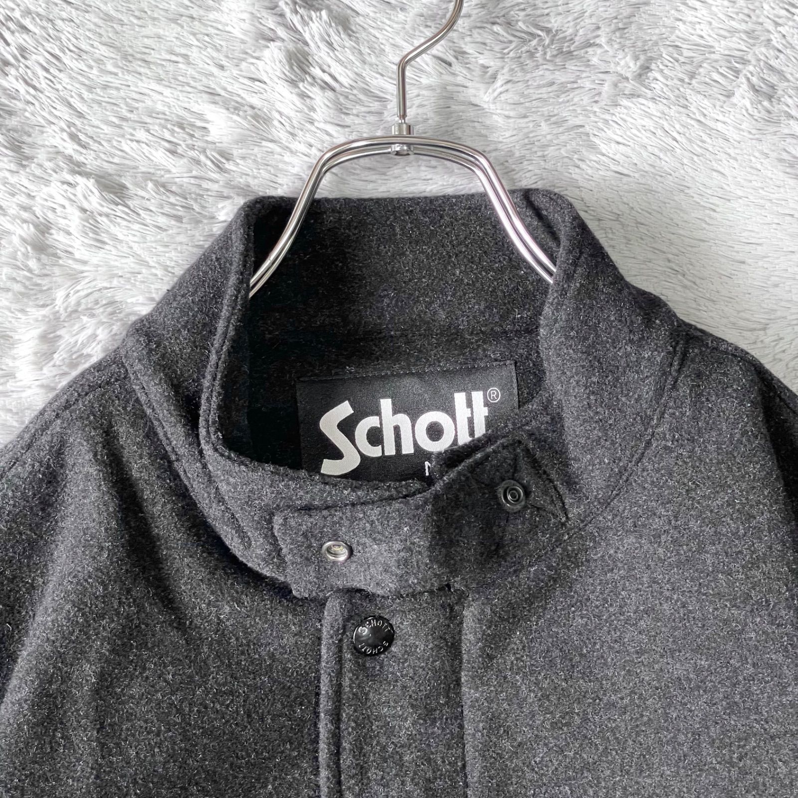 Schott ショット ウールミリタリーコート ステン コート 黒