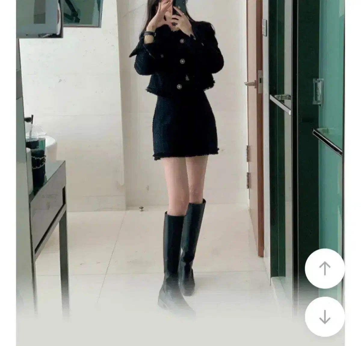 モダンローブ ツイード ジャケット セット ブラック