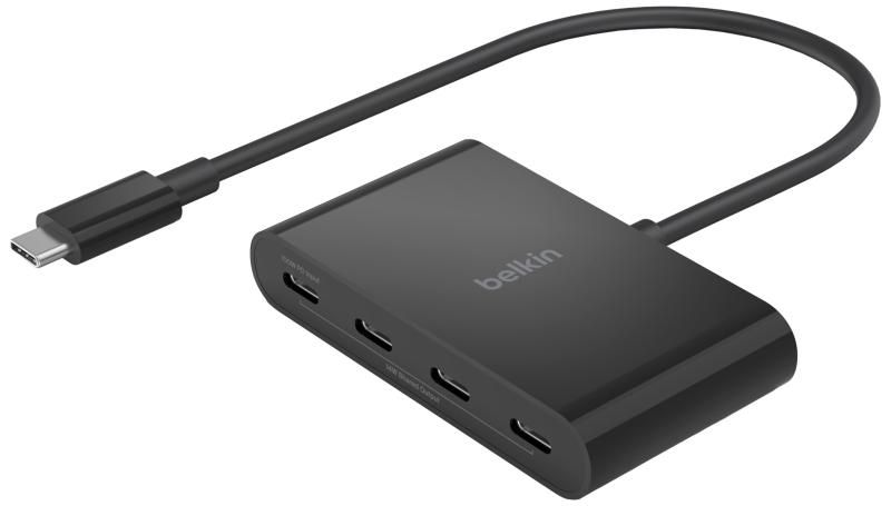 Belkin Connect? USB-C to 4ポートUSB-Cハブ(4-in-1) 100W PD タイプCポート10Gbps 超高速データ転送 FRS技術搭載 データ破損防止 全ポートオーディオ対応 マイク/スピーカー接続 コンパクトサイズ M1/M2