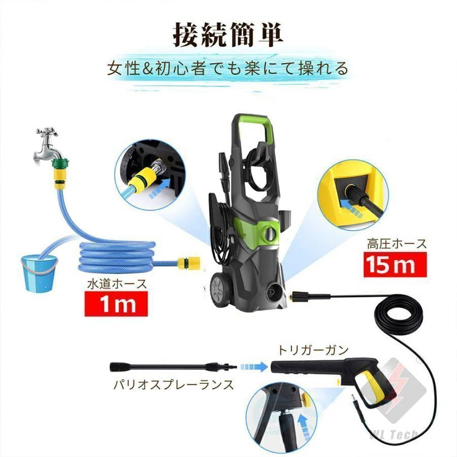高圧洗浄機 1800W 最大吐出圧力17MPa 東西日本兼用 自吸両用 家庭用