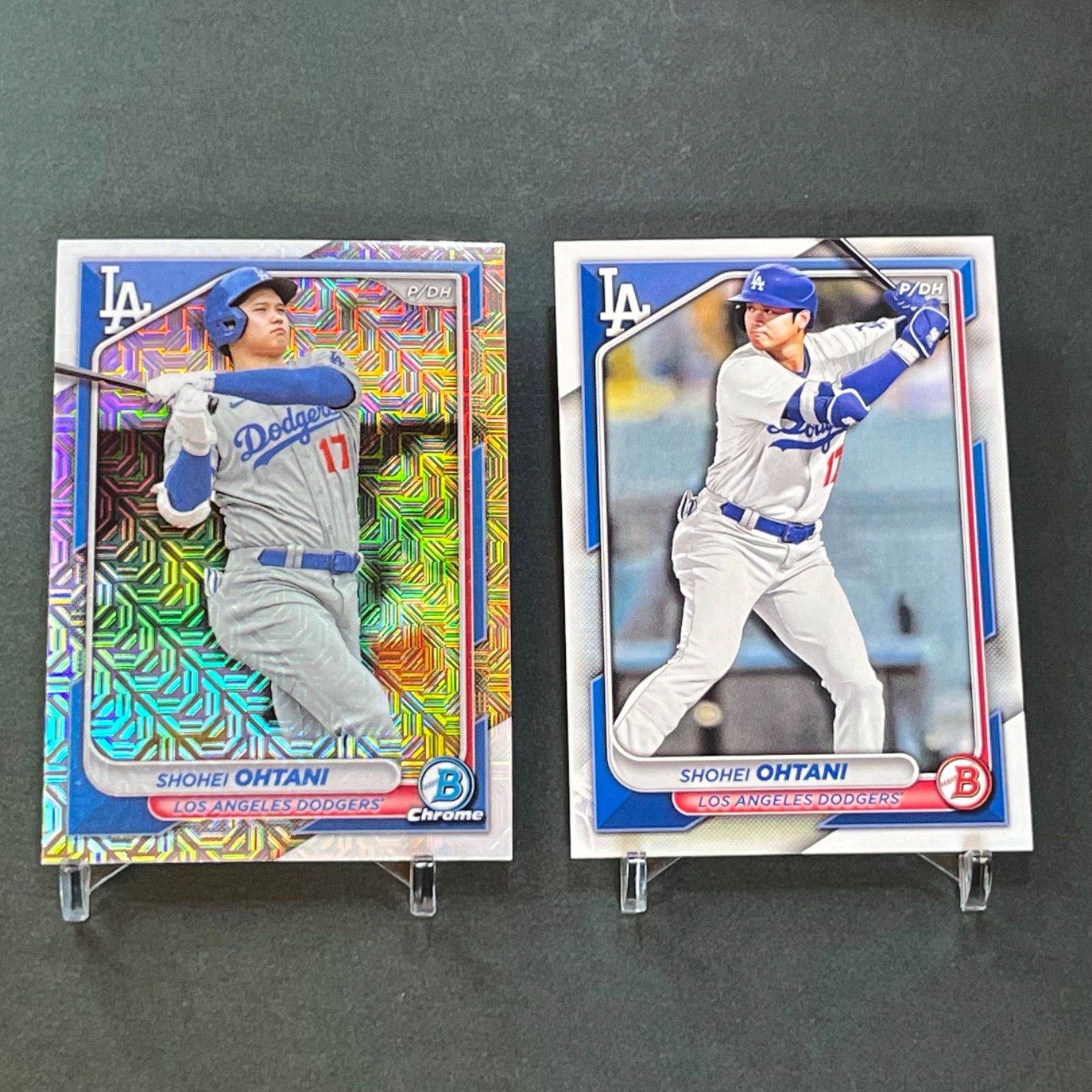 ⑤【新品スリーブ&ローダー入り】 大谷翔平2枚セット 2024 Topps Bowman Chrome Mojoリフラクター&Bowmanベースカードセット Shohei Ohtani