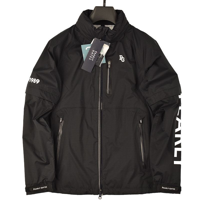 ジャケット 1 &パンツ 2 パーリーゲイツ 透湿防水 千鳥ドビー柄 レインウェア ジャケット&パンツ 上下セット ダークネイビー