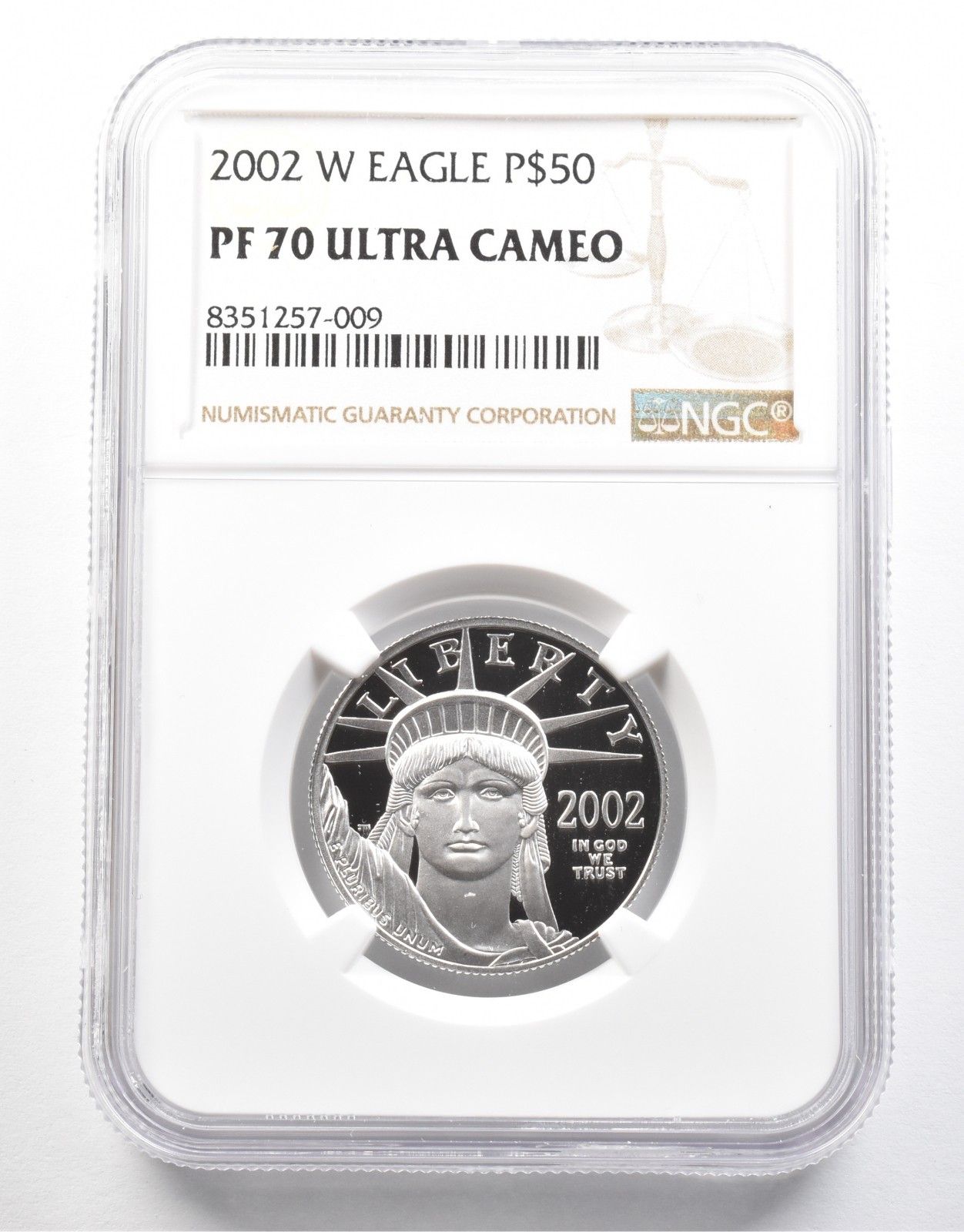 2002W 50ドル アメリカン プラチナ イーグル 1|2オンス プラチナ PF70 UCAM NGC *0778