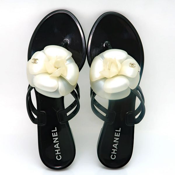 CHANEL サンダル カメリア ココマーク ラバー トングサンダル