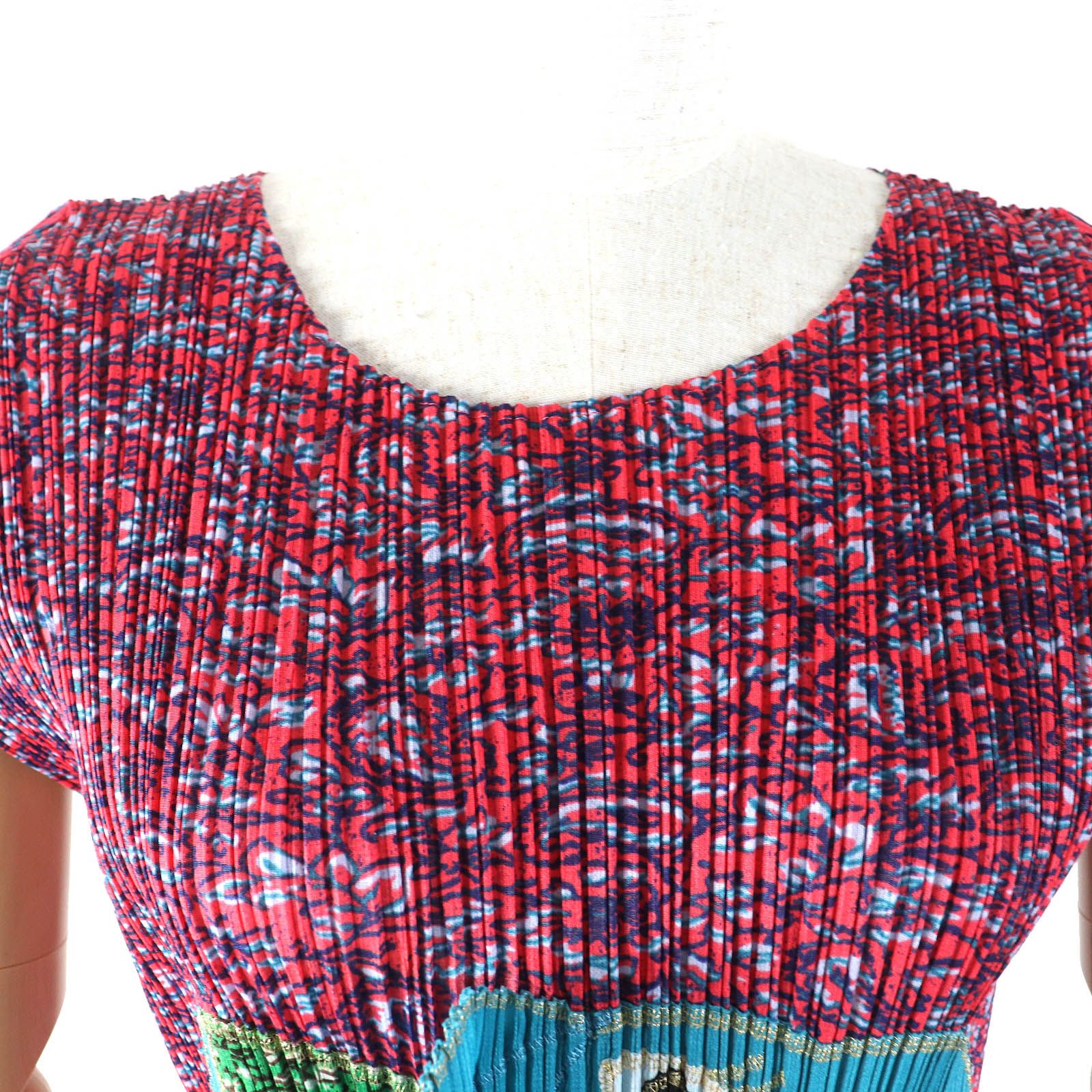 極美品△PLEATS PLEASE プリーツプリーズ イッセイミヤケ PP63-JK522 ピアス付き 象 エレファント 刺繍 総柄 半袖 カットソー 3 正規品 極美品△PLEATS PLEASE プリーツプリーズ イッセイミヤケ PP63