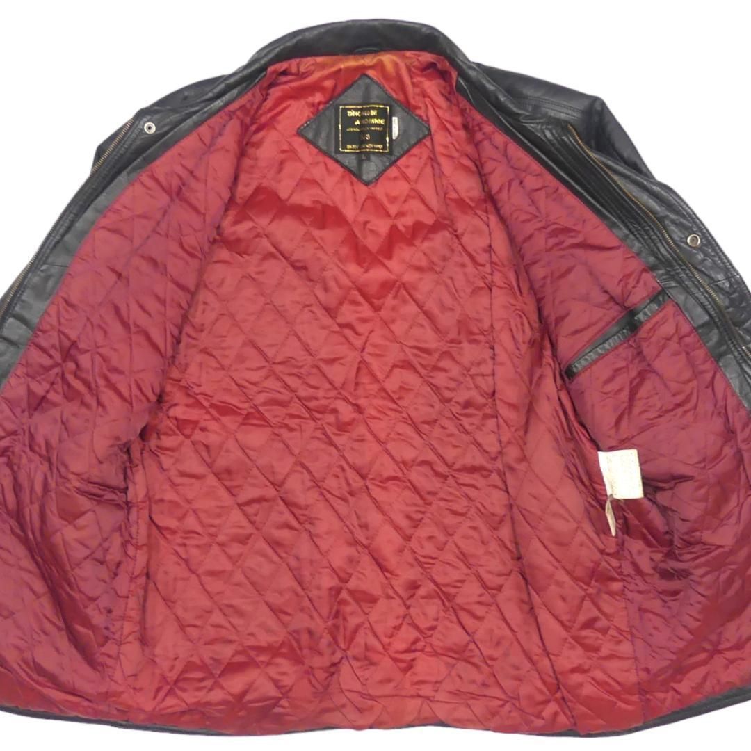 超希少2XL ショット　レザーPコート　ロング　本革　リアルレザー　キャメル レザーコート 本革 L 黒 メンズ ロングコート ドムアオム 本皮