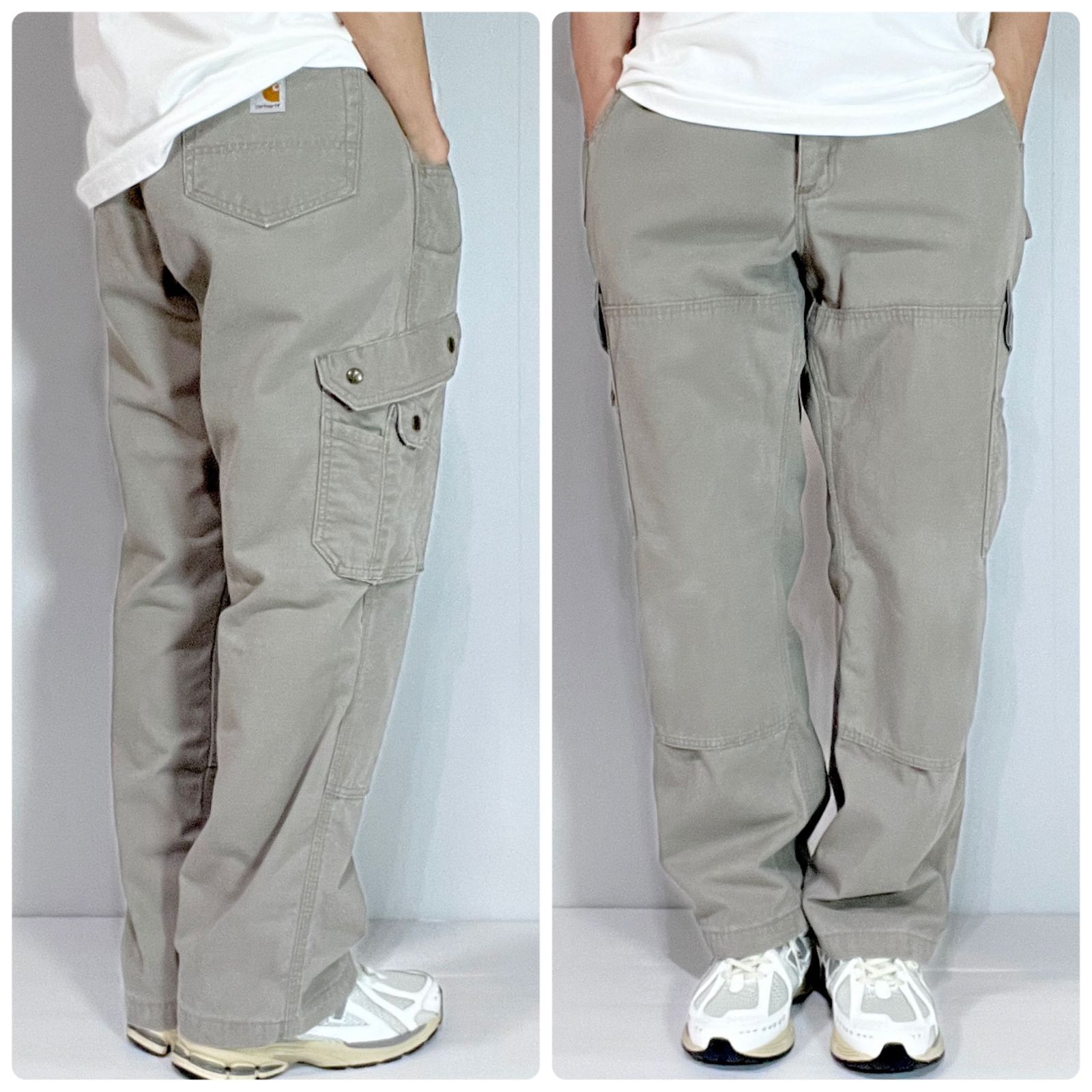 Carhartt カーハート W 38 L 30 9.25 oz B 342 DES Relaxed Fit 刺繍ロゴリップストップ ダブルニー タクティカル ペインター カーゴパンツ ワークパンツ デザート ベージュ US企画 アメリカ流通モデル p 速乾素材 コート