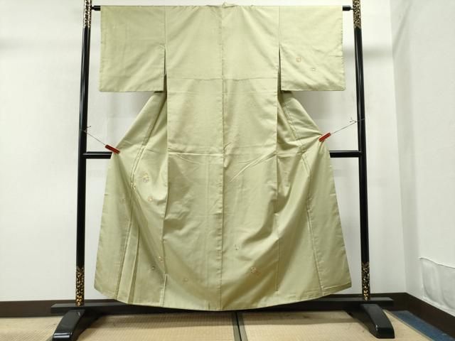 平和屋着物●訪問着　本場染大島紬　総刺繍　雪輪吉祥花文　金糸　正絹　逸品　CAAU1643yc 平和屋着物○訪問着 本場染大島紬 総刺繍 雪輪吉祥花文 金糸 正絹 逸品