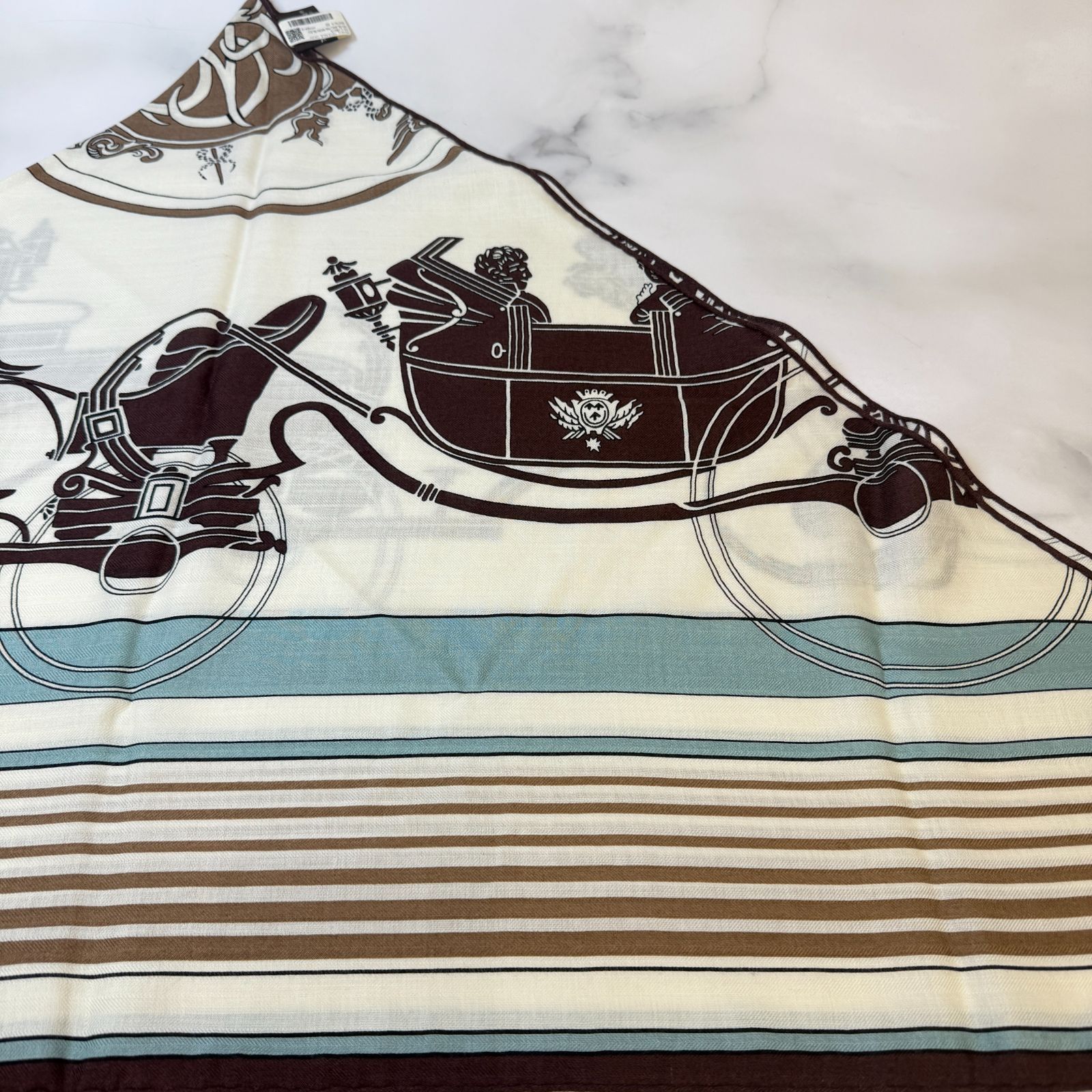 エルメス　トライアングルジュアン　エクスリブリス　マリン　新品未使用 鑑定済み【 新品未使用 】エルメス トライアングル ジェアン