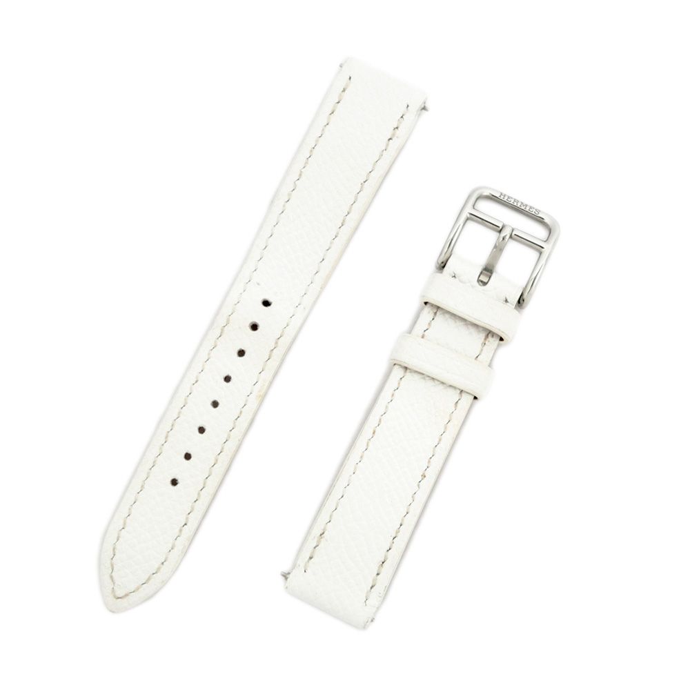 【名東】エルメス Hウォッチ用ベルト ホワイト 白 SV金具 時計ベルト U刻印 エプソン 時計 アクセサリー