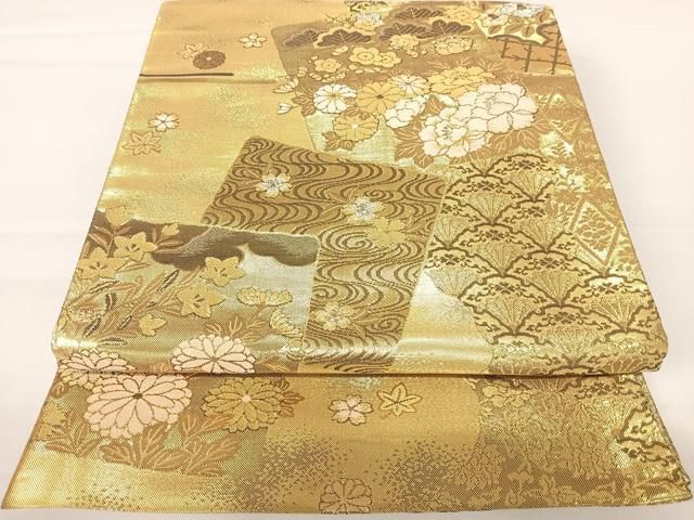 袋帯 六通 破れ色紙尽くし 曲線 25M110f 袋帯 六通 破れ色紙尽くし