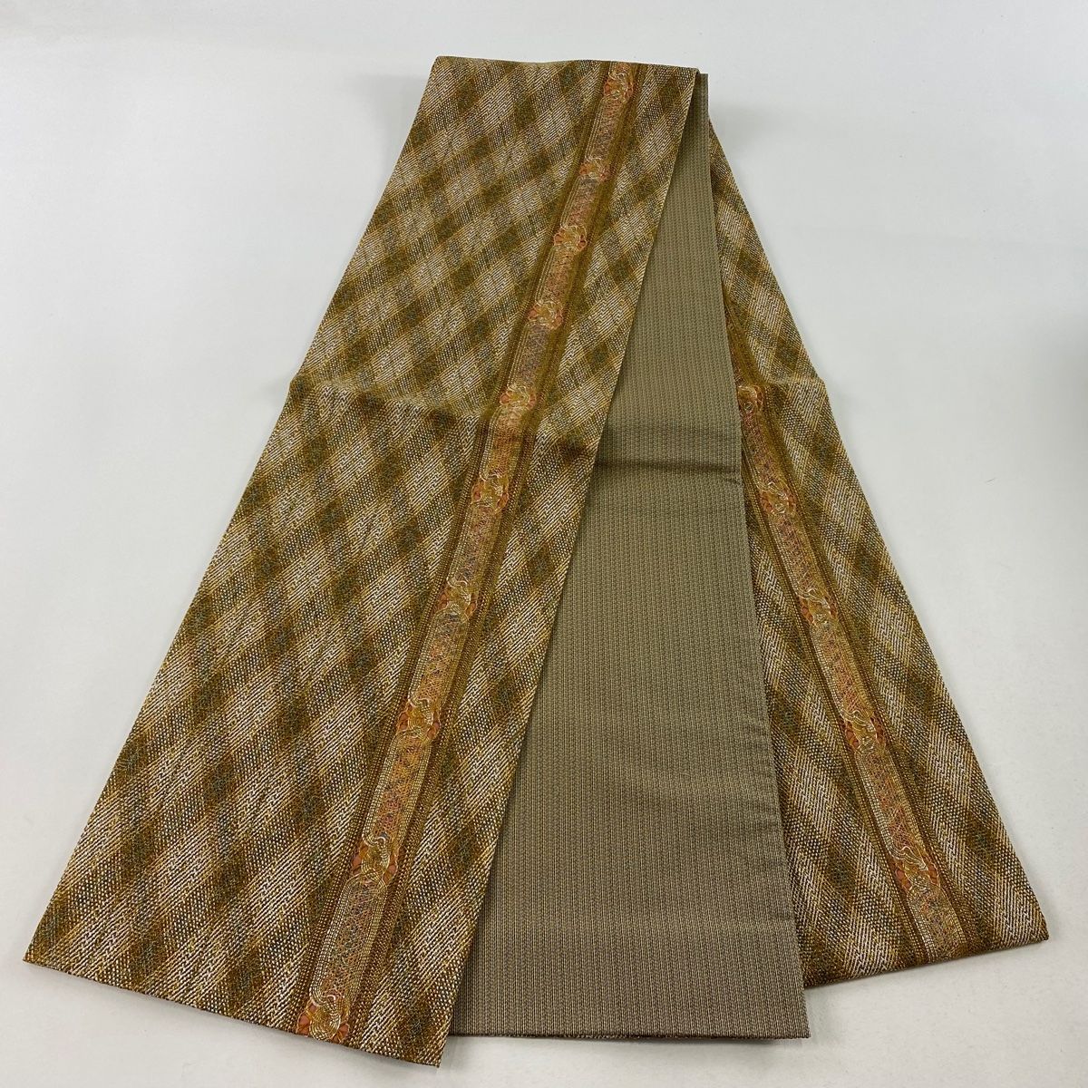 袋帯 六通 紬地 月 満月 幾何学 金糸 スーパー京ガード加工済 袋帯 六通 紬地 月 満月 幾何学 金糸 スーパー京ガード加工済