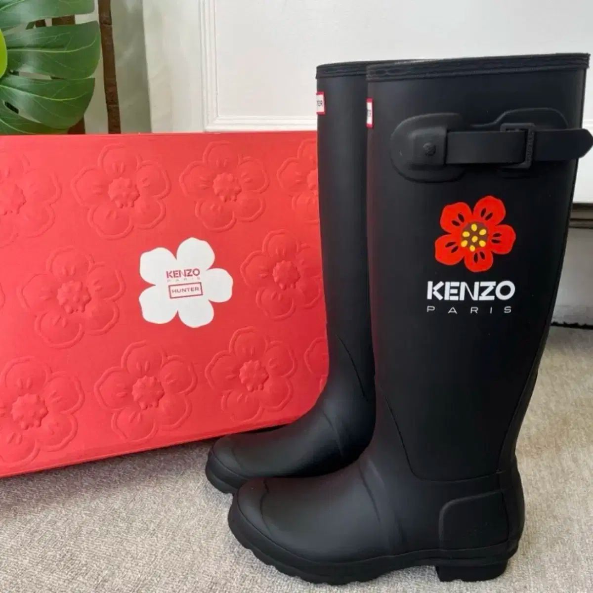雨季への備え HUNTER ハンター x KENZO ケンゾー 黒 レインブーツ