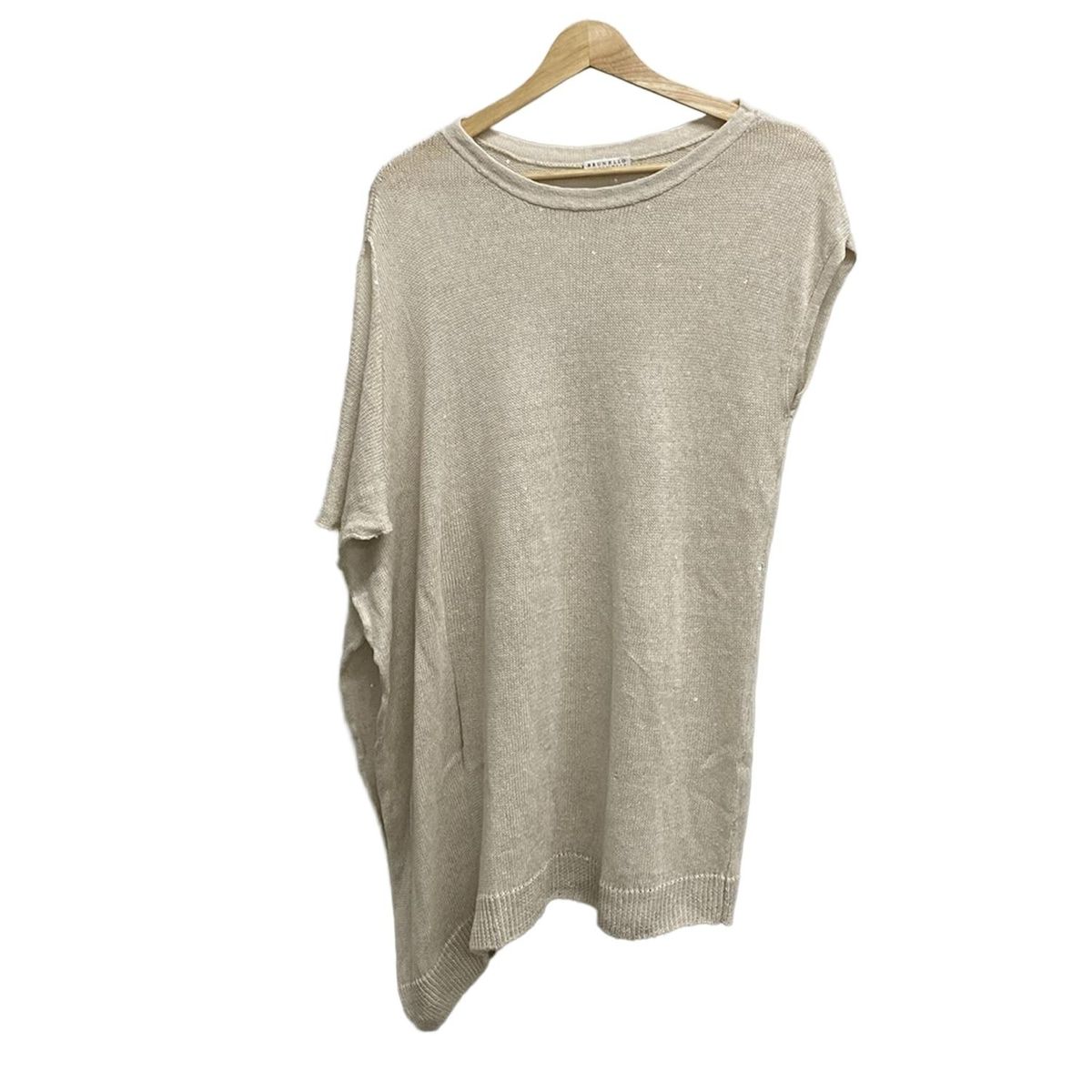 BRUNELLO CUCINELLI ブルネロクチネリ チュニック サイズJ M レディース - ライトベージュ ニット スパンコール 変形デザイン