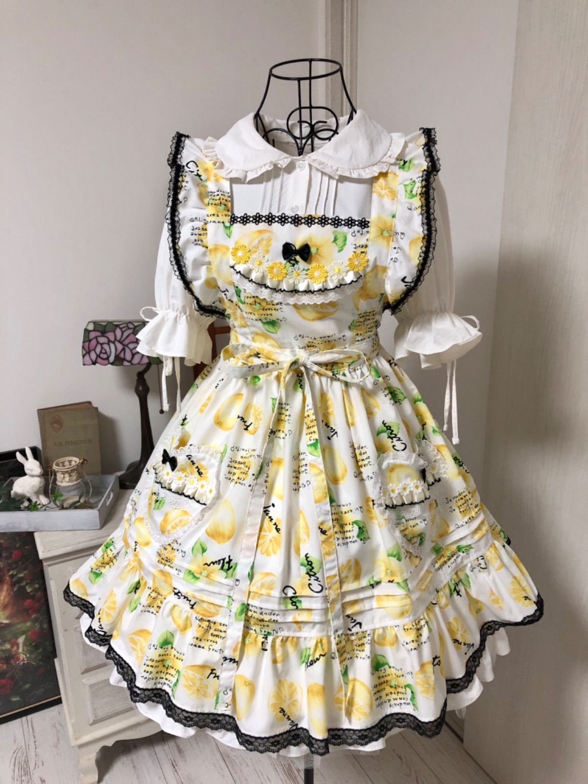 新品未使用 アンプリ ハートエプロン ギンガムチェック サックス