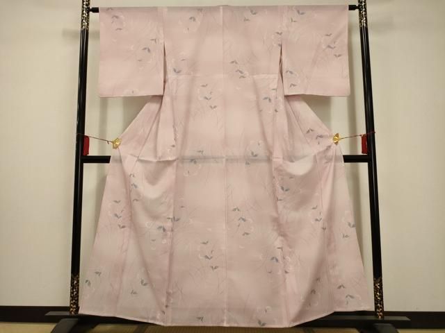 平和屋着物＊夏物 小紋 絽 草花文 暈し染め 洗える着物 AABA5649sx