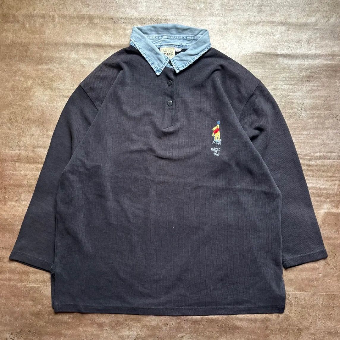 90年代 90s CLASSIC POOH クラシックプー ディズニー Disney ロングポロシャツ デニム