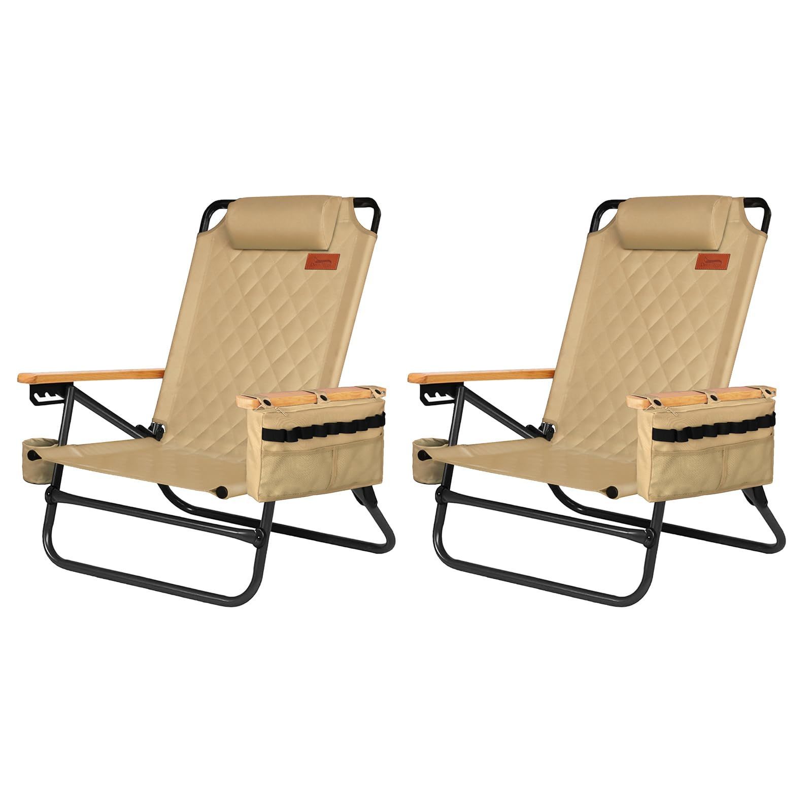 リクライニングチェア アウトドアチェア キャンプチェア 背もたれ角度4段階調節 ローチェア クーラーボックス付き 折りたたみ 軽量 耐荷重150kg イス 椅子お釣り DesertFox 登山 携帯便利 ピクニック レジャー キャンプ用 STTJBB