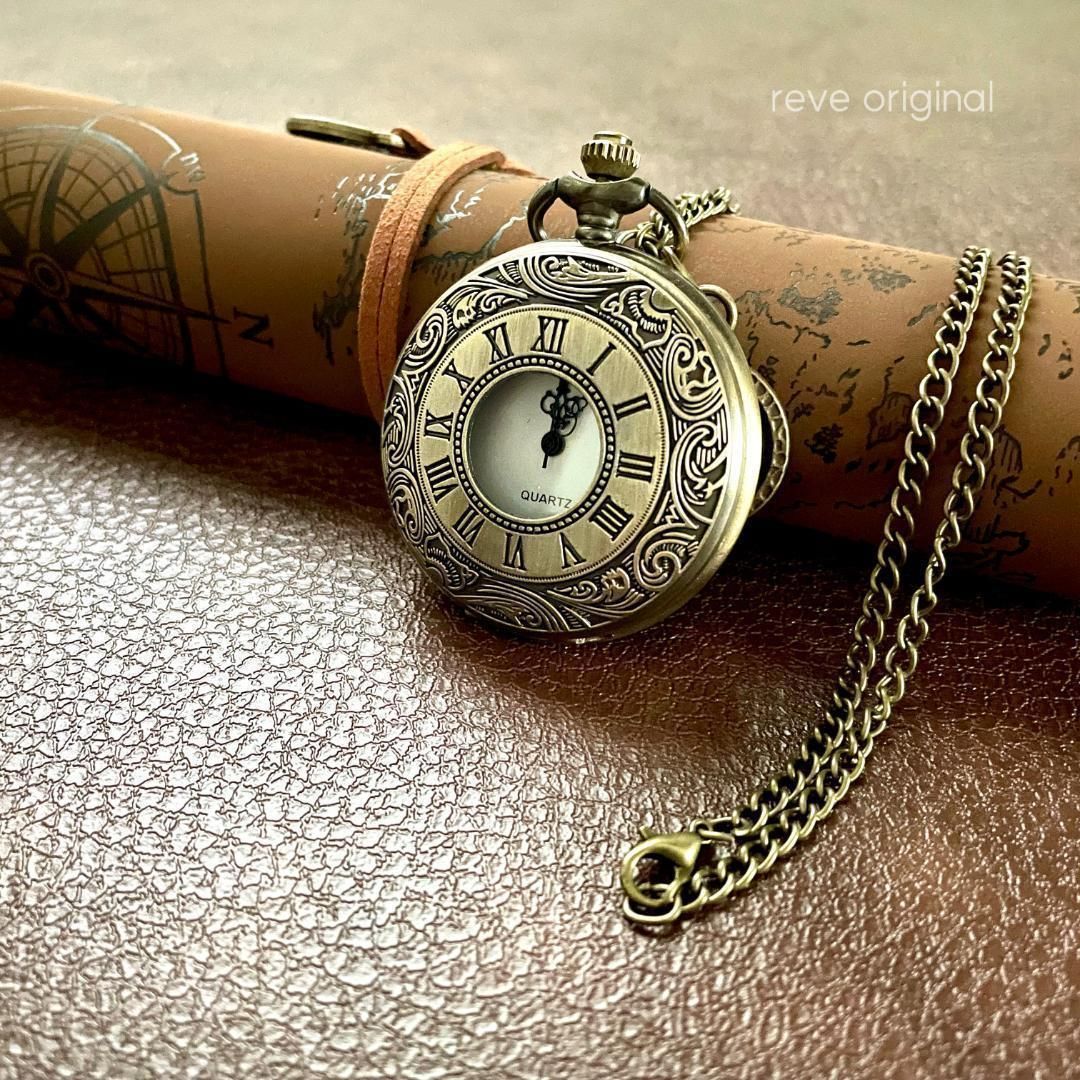 ◆QUARTZ Clowatアンティークネックレス アナログ時計ゴールドチェーン