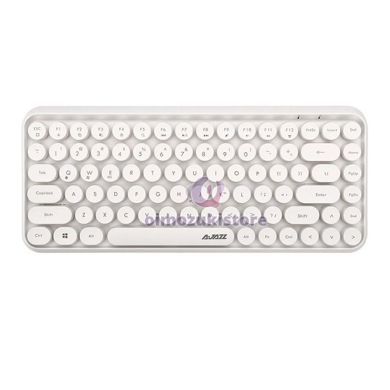 ワイヤレスキーボード bluetooth 静音 軽量 7色選択 タイプライター風 84キー レトロ かわいい ワイヤレス 無線 円形キーキャップ タブ