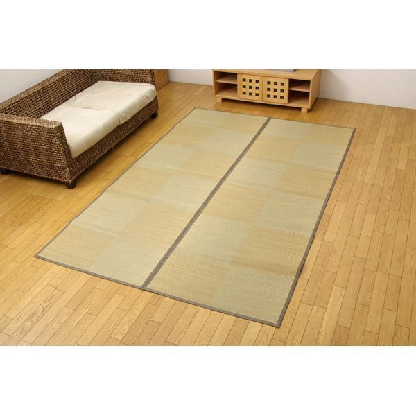 い草花ござカーペット DXノア 裏貼CP ブラウン 江戸間3畳 約174×261cm 裏 不織布