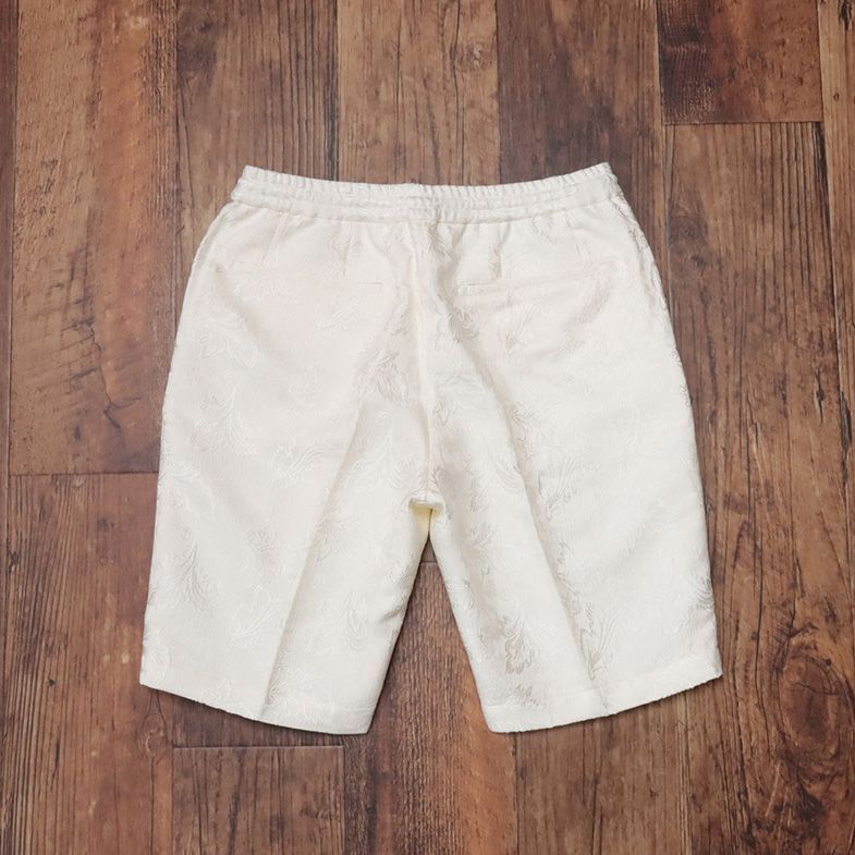 23SS/GARNIER/Mサイズ/イージー ハーフパンツ 光沢ジャガード ボタニカル リゾート リラックス 新品/アイボリー/ig143/