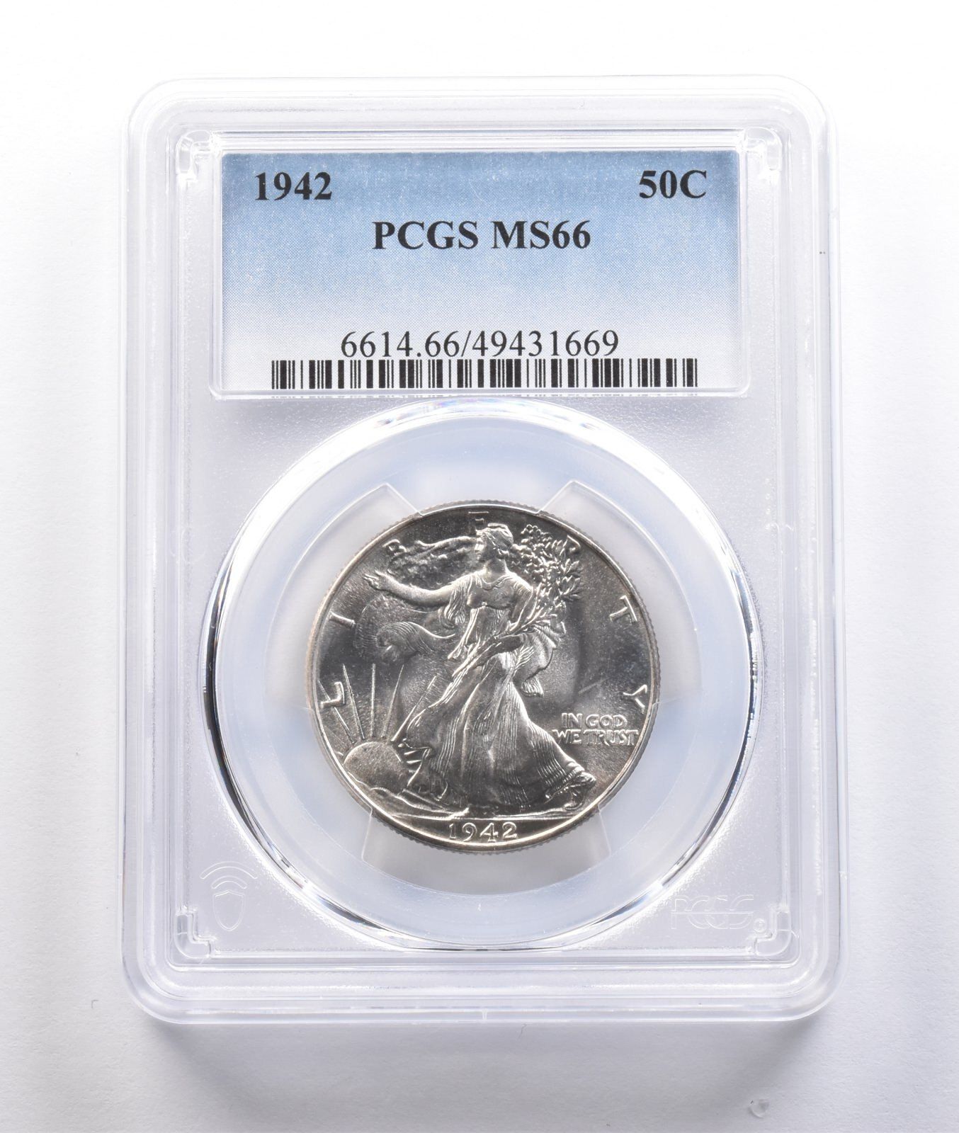 1942年ウォーキング・リバティ・ハーフダラー MS66 PCGS PQ