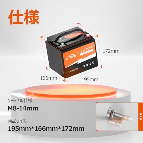 LiTime 24V25Ah リン酸鉄リチウムイオンバッテリー 2Cハイレート放電 1280W負荷電力 50A継続放電電流 640Wh電力量 BMSによる多重保護 小型 軽量 LiFePO4バッテリー 機器 電動工具 電動車椅子 モビリティスクーターmp