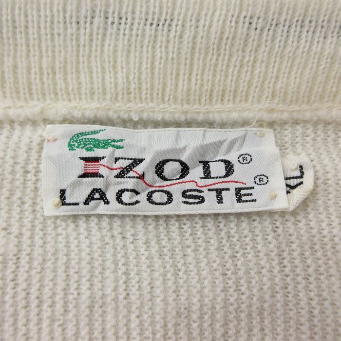 中古】古着 ラコステ LACOSTE IZOD 長袖 ブランド ニット カーディガン メンズ 80年代 80s ワンポイントロゴ アクリル 紺  ネイビー Lサイズ 中古 トップス | 鈍く 春夏 春物 春服 秋冬 秋物 秋服 メンズファッション カジュアル おしゃれ ファッション