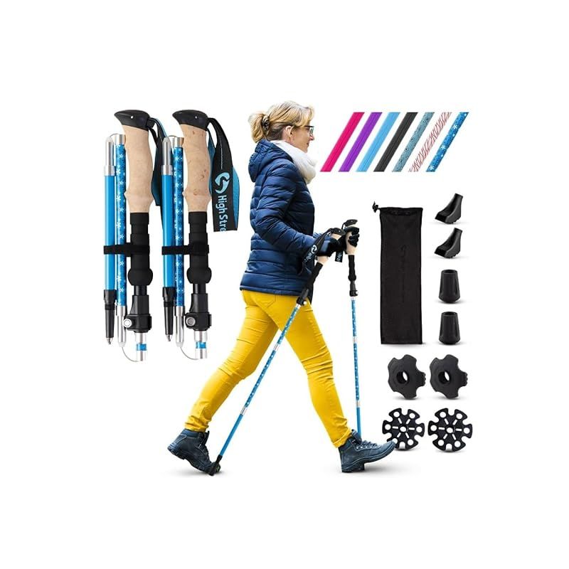 High Stream Gear 女性のための デザイン_分かりやすい日本語マニュアル付属 トレッキングポール ポール 杖 登山 ストック ステッキ 0