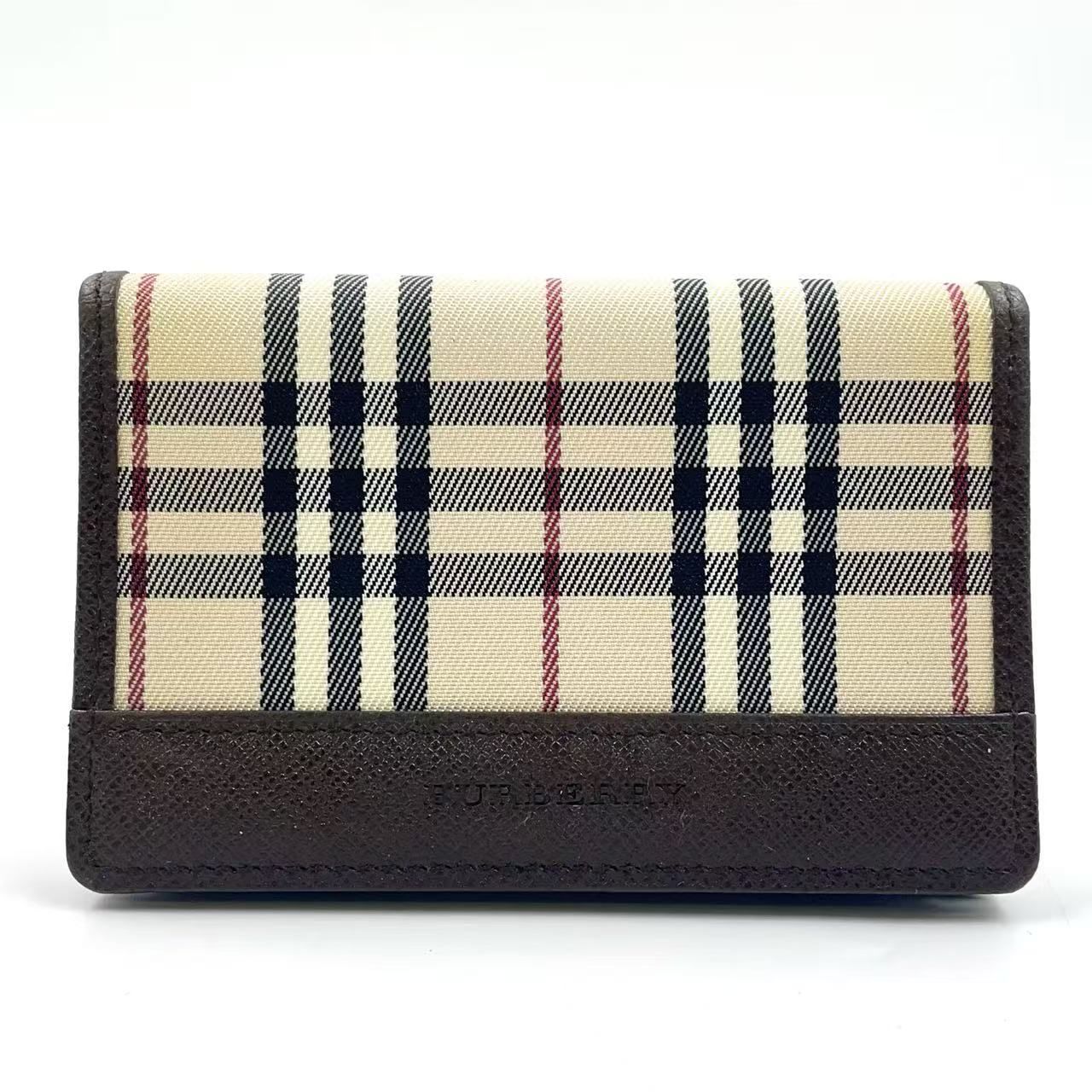 BURBERRY ノバチェック 名刺入れ レザー×キャンバス ダーク