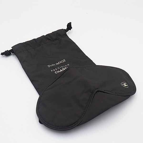 CHANEL ブラック アイマスク シャネル ノベルティ アイマスク 巾着ポーチセット スリープ 収納袋