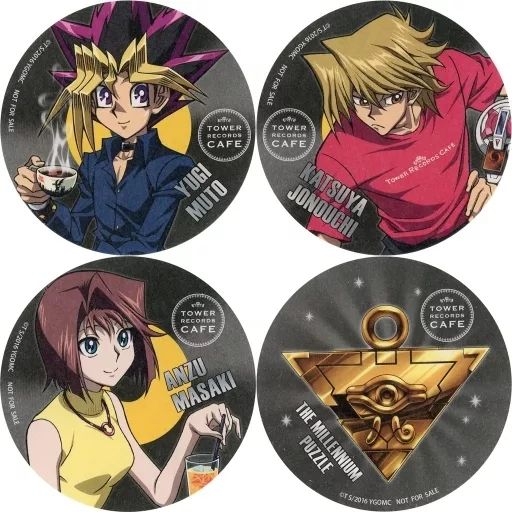  【中古】マグカップ・湯のみ 全4種セット コースター 「劇場版 遊☆戯☆王 THE DARK SIDE OF DIMENSIONS×TOWER RECORDS CAFE ～次元を越えた祭典 集えデュエリストたち～」 コラボメニュー注文特典 第一 マグカップ・食器