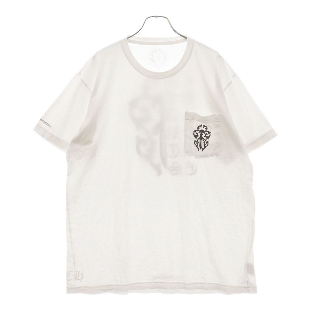 CHROME HEARTS (クロムハーツ) Back Print Pocket S/S Tee バックダガー プリントポケット付き 半袖Tシャツ カットソー ホワイト