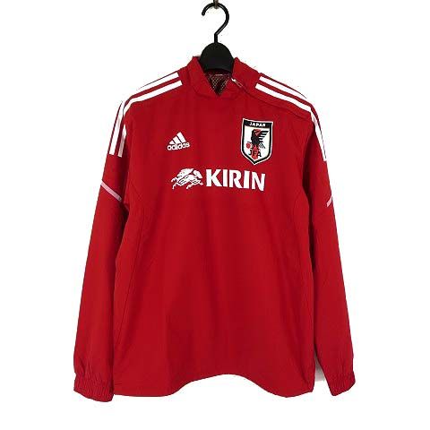 アディダス adidas サッカー 日本代表 ウインドブレーカー ピステ トレーニングウエア KIRIN ロゴ プリント M 赤 レッド 美品 国内正規品 レア 希少