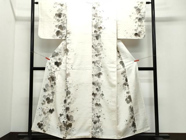 平和屋着物○上質な小紋 紬地 手書き 蔦の葉文 金彩 正絹 逸品  