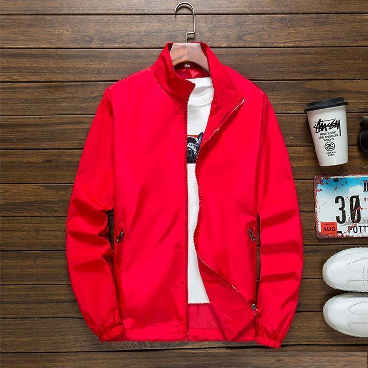 ウインドブレーカージャケットPOPEYES SHIBORI STRIPE WINDBREAKER LOLLIPOP RED ジップアップパーカー 冬 秋 長袖 パン パンコート パーカー正規品ウインドブレーカージャケットPOPEYES SHIBORI