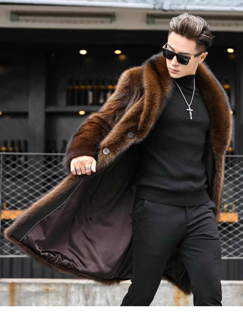 ロングコート メンズ フェイクファー コート アウター ファー襟 厚手 長袖 ビジネス ジャケット ふわふわ ロング丈 ロングジャケット カジュアル 通勤 お洒落 おしゃれ 紳士服 防寒 保温 秋