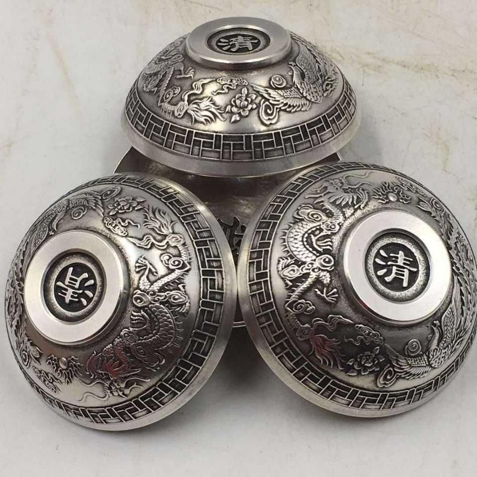 浮彫 龍鳳 福禄寿喜 銅碗4点 装飾品 工芸品 美術品