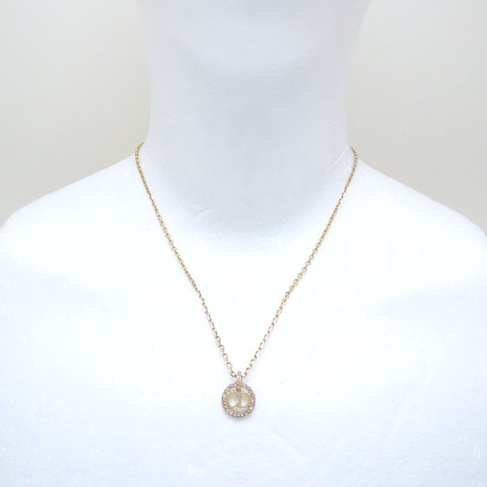 【極美品】Dior イヤリング ネックレス CD ロゴ ストーン セット 極美品 Christian Dior クリスチャンディオール ストーン