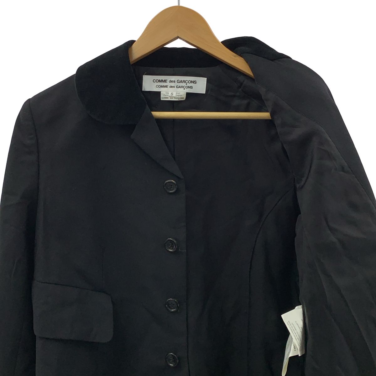 COMME des GARCONS COMME des GARCONS コムコム 2025AW ベロア 切替 ラウンド ジャケット S ブラック レディース SIROKUMA-CORPORATION_COM