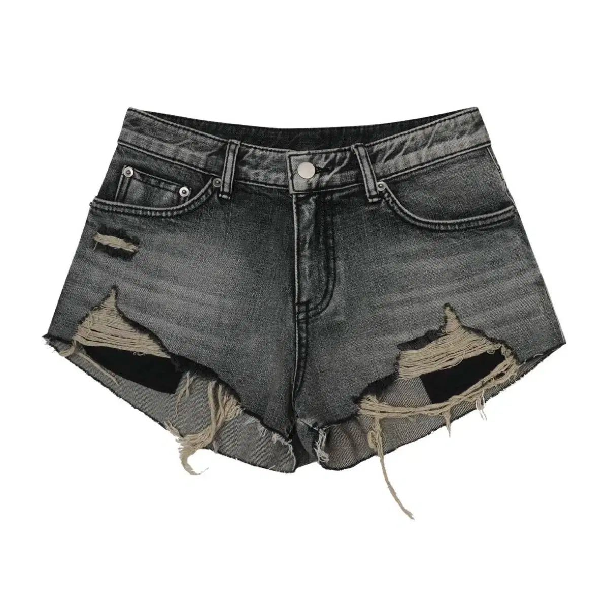 BOHEMSEO ボヘミアンソウル ダメージ グレー デニム ショートパンツ