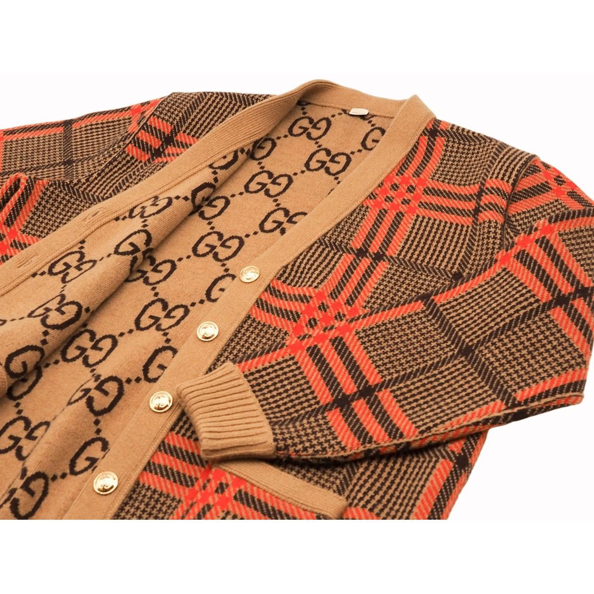中古】GUCCI グッチ GGウール チェック リバーシブル