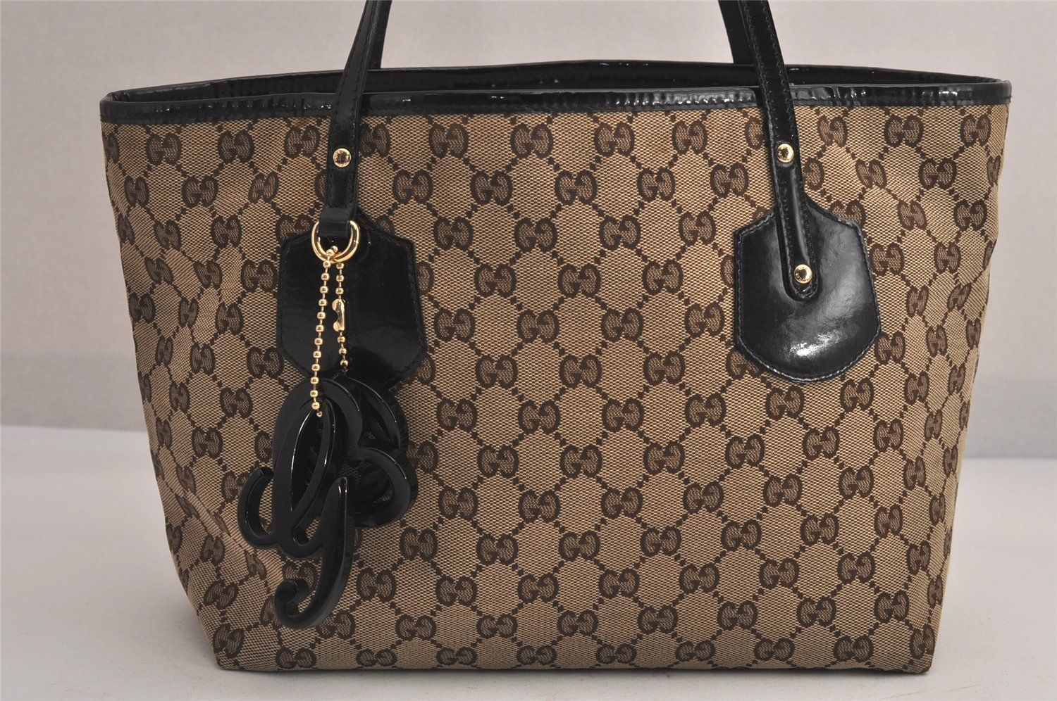 GUCCI グッチ ジョリー ショルダートートバッグ GGキャンバス エナメル 