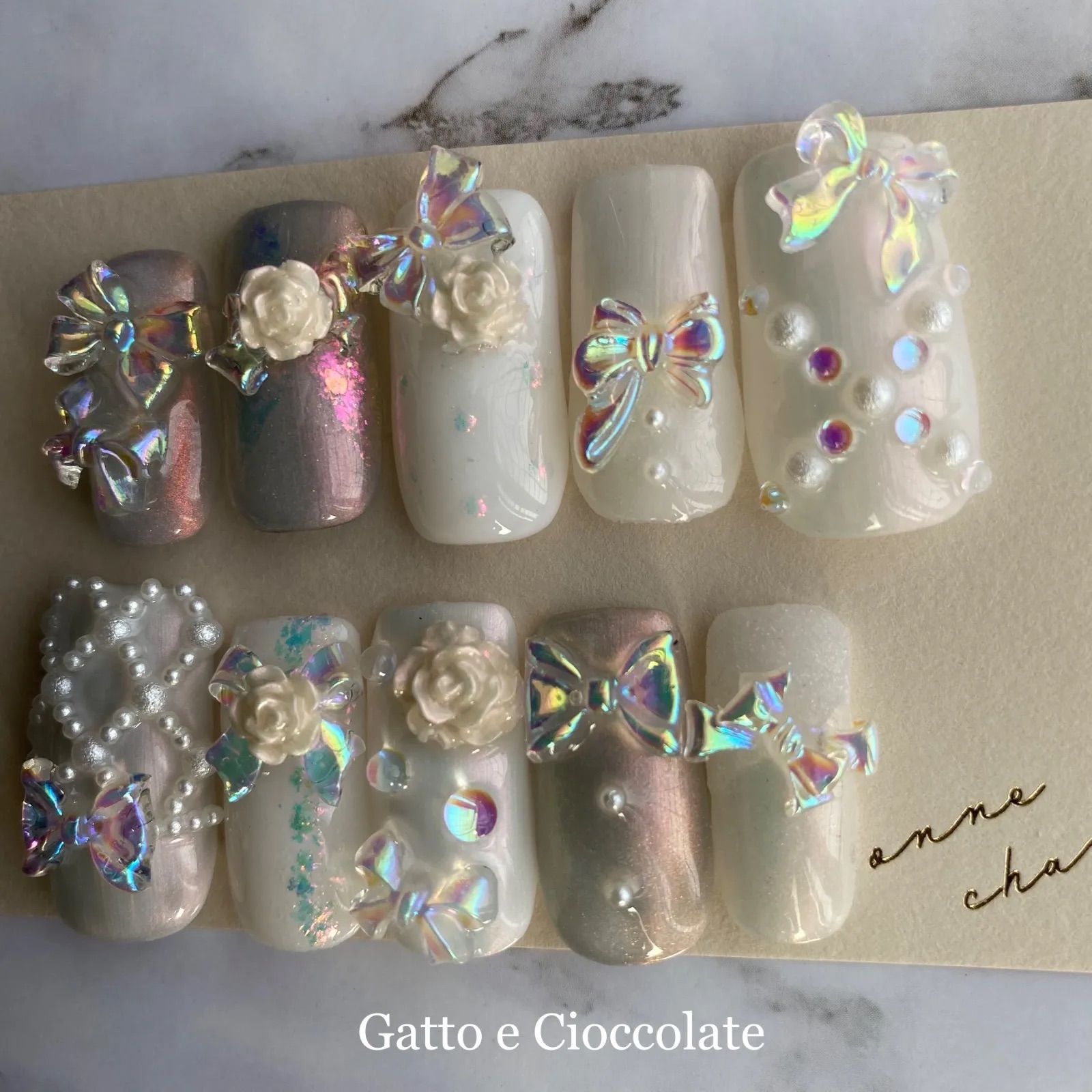 04 オーロラリボンゆめかわミルキーネイルチップ【オーダー】 - メルカリ 