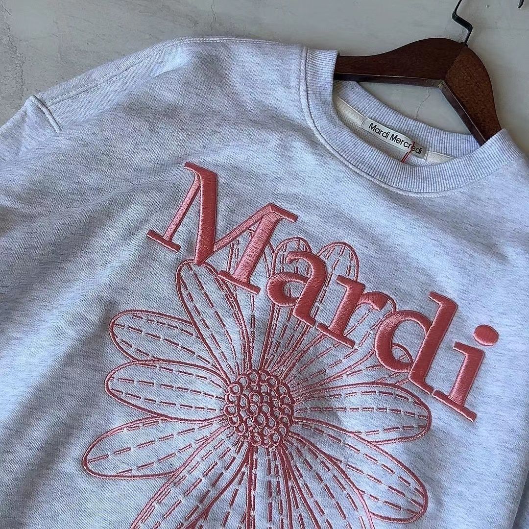 Mardi Mercredi 刺繍スウェットマルディメクルディオートミールピンク