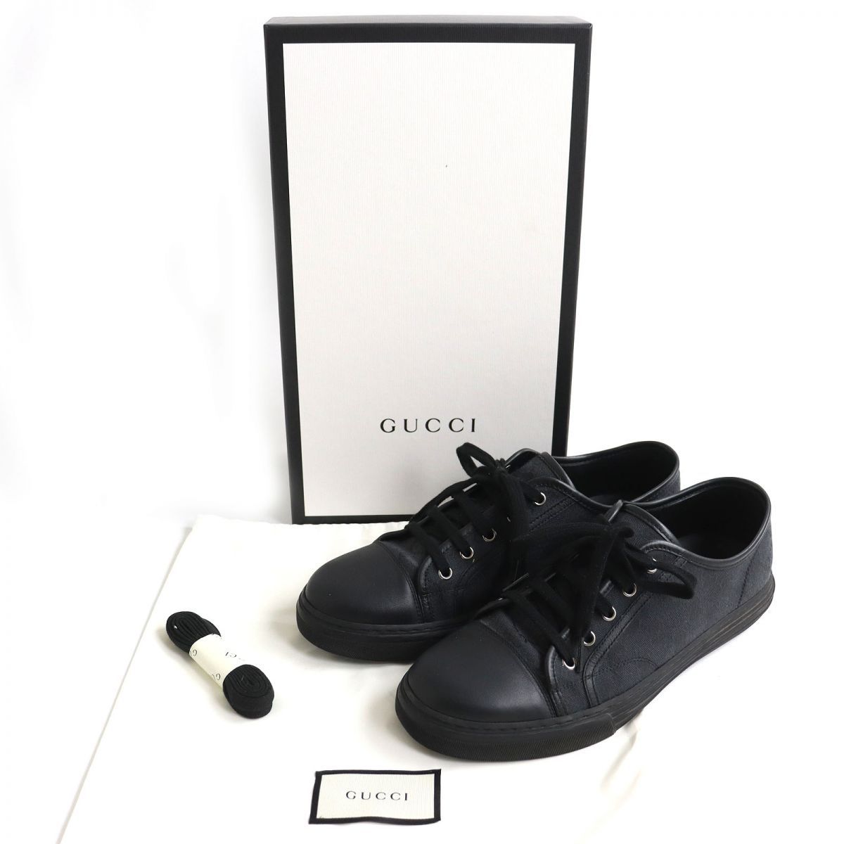 【美品・箱付き】グッチ　　GG柄　レザー　426189 スニーカー ドンドン見直し】極美品△GUCCI グッチ 426189 GGキャンバス