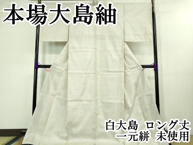 平和屋本店 上 本場大島紬 白大島 ロング丈 一元絣 ♥ DZAB1303kh5