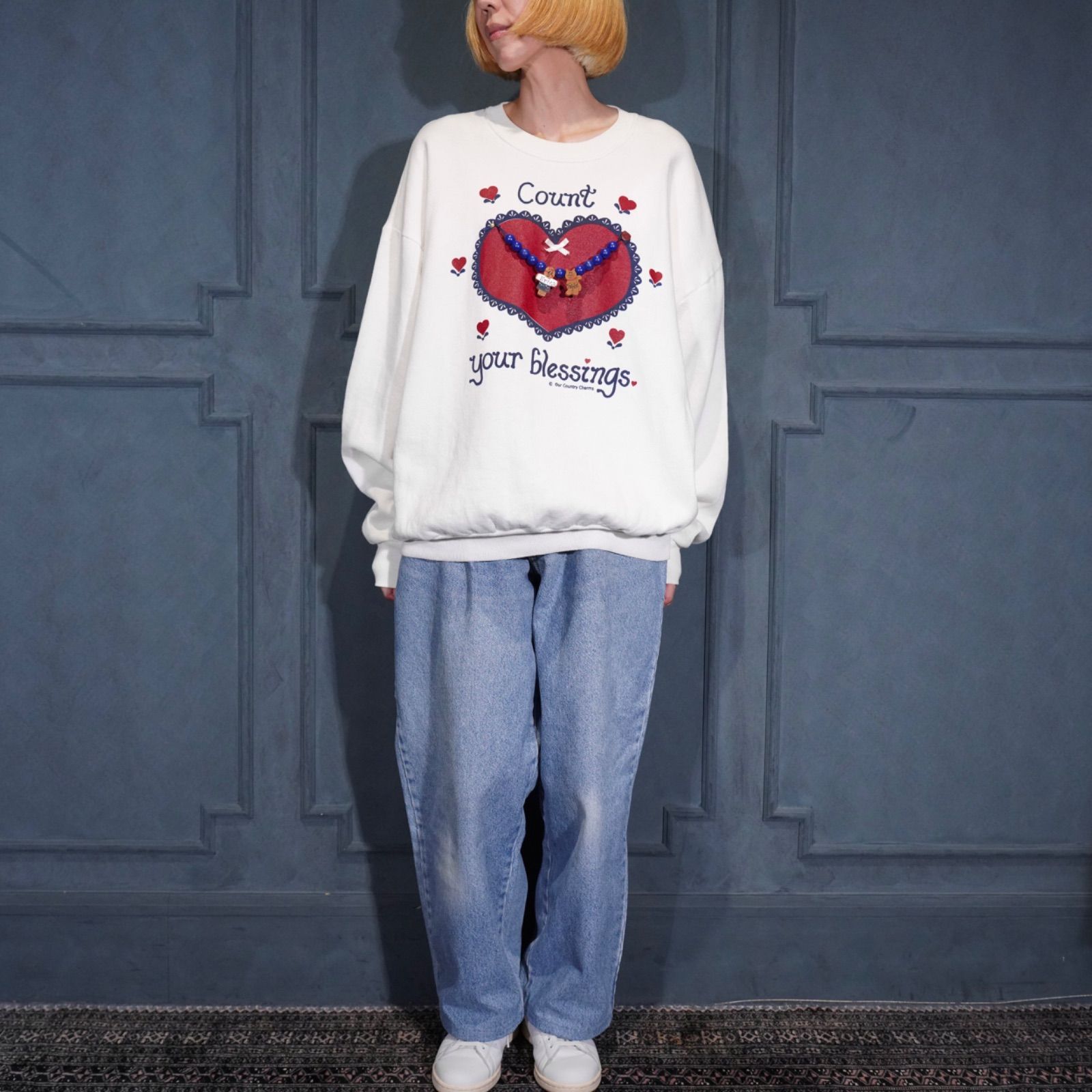 USA VINTAGE JERZEES NECKLACE GIMMICK DESIGN SWEAT SHIRT|アメリカ古着ネックレスギミックデザインスウェット WWW_MORNINGWALKER_COM