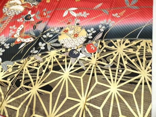 平和屋着物○豪華振袖 駒刺繍 花丸文 暈し染め 金彩 正絹 逸品